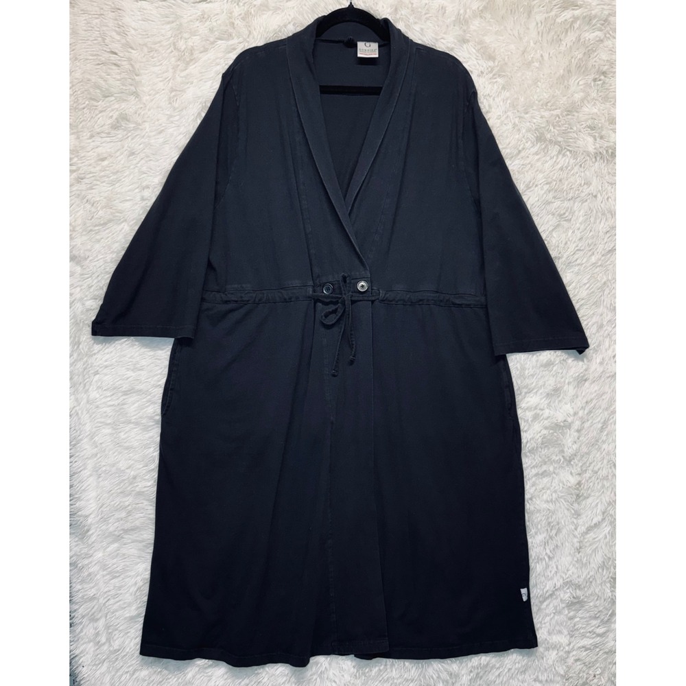 Gownies Black Recovery Hospital Robe Pockets 2XL 3XL Plus Size Cotton